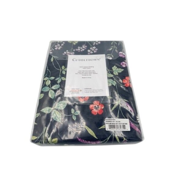 RARE NWT Cuddledown 400TC Sateen Floral Sheet Flat King & 2 Queen Pillowcases - Picture 4 of 5